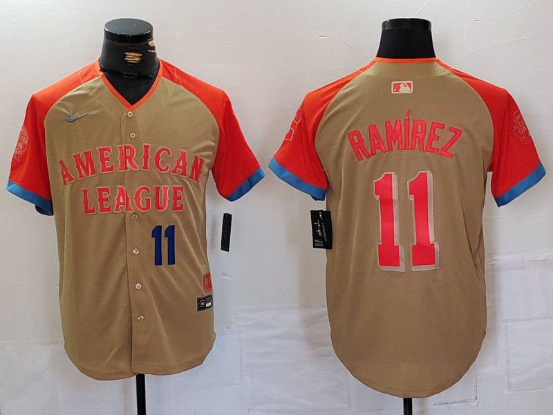 Men Cleveland Indians #11 Ramirez Orange All star 2024 Nike MLB Jersey style 4